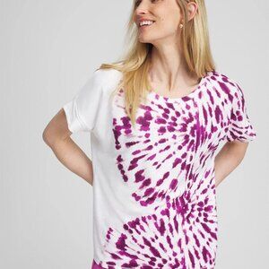 Chico's Zenergy Placed Eggplant Tie Dye Tee Size Small